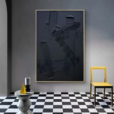 Hand-Painted Abstract Painting Black On Canvas Large Wall Art Modern Home Decar picture