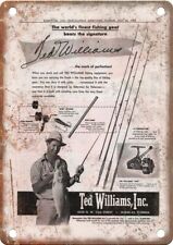 Vintage Ted Williams Fishing Ad Reproduction Metal Sign FF48 picture