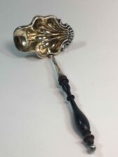 Antique C. G. Hallberg Swedish Silver Ladle With Turned Wood Handle & Side Spout picture