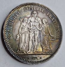 FRANCE 1873A 5 Francs Hercules Silver About Uncirculated AU Details Cleaned Tone picture