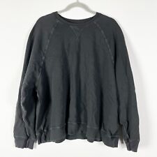 The Great. Cotton Terry Lined Crew Neck Long Sleeve Pullover Sweatshirt Black 3 picture