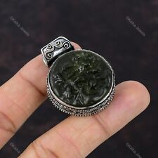 Natural Moldavite Gemstone Pendant Vintage 925 Sterling Silver Jewelry For Women picture