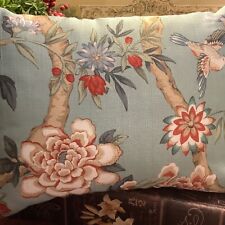 French Country Rectagle Pillow~Birds/Branches/Floral~French Blue Multi~15.5x 12~ picture