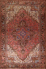 Pink 7x11 Geometric Heriz Rug Handmade Wool Traditional Carpet for Living Room picture