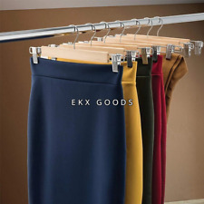 High Grade Wooden Pants Hangers Metal Clips Grip Clip Wood Trousers Hanger 1-10 picture