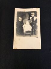 Antique Real Photo Postcard RPPC Three Children Siblings c1900 Studio Picture picture