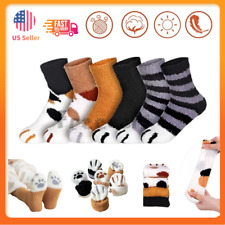Women Cat Claws Soft Fluffy Cozy Bed Socks Casual Winter Warm Christmas Gift picture