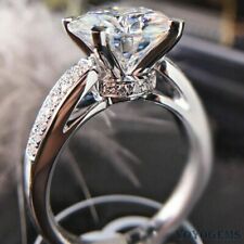 3.50 CT Round Cut VVS1 Moissanite Solitaire Engagement Ring Solid 14K White Gold picture
