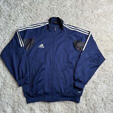 Vintage Adidas Jacket Mens Large Blue Full Zip Sports Soccer 90s Three Stripe picture