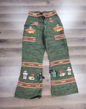 Vintage Guatemalan Pants Size 25 X 26 Hand Made Bell Bottoms Hippie Embroidered picture