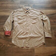 Vintage Roper Shirt Mens Large Tan Geometric Western Cowboy Pearl Snap Flip Cuff picture