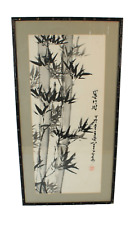 Bamboo 19th Century Japanese Ink Painting On Old Paper picture