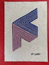 Frank Stella (Handmade) Drawing - painting mixed media on paper signed & stamped picture