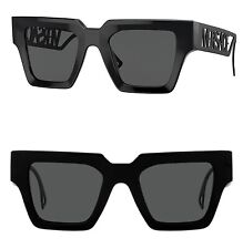 VERSACE 90S Vintage Logo 4431 All Black Gray Unisex VE4431 Rectangle Sunglasses picture