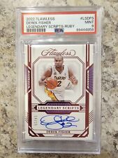 2022-23 Flawless Derek Fisher Los Angeles Lakers Ruby /15 PSA 9 picture