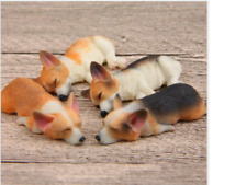 1:12 Sleeping Red White brown welsh corgi Dog figure Dollhouse Magnets deco picture