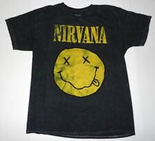 Nirvana Smiley Graphic Black Washed Tee Shirt New picture