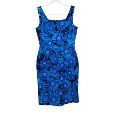 Vintage BB Dakota Womens Dress Small Blue Floral Linen Cotton Sleeveless Lined picture