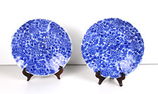 Pair Antique 19th Century Chinese Chinoiserie Porcelain Plates, Scalloped Edge picture
