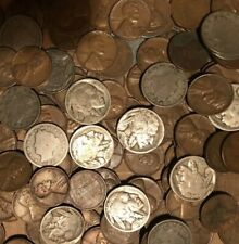COIN GRAB BAG OF OLD U.S. WHEAT CENTS, BUFFALO NICKELS, AND V NICKELS picture