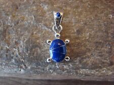 Navajo Sterling Silver Lapis Inlay Turtle Pendant by Sandoval picture