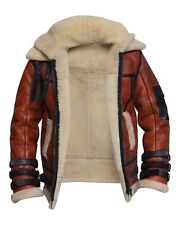 MEN’S RAF B3 AVIATOR DOUBLE COLLAR SHEARLING SHEEP SKIN BOMBER LEATHER JACKET picture