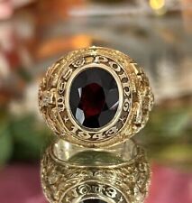 2.50 Ct Oval Garnet Lab Created West Point Military Ring 14K Yellow Gold Plated picture