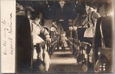 1910s RPPC Photo Postcard TRAIN SCENE Boy Dressed as Conductor, Taking Tickets picture
