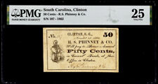 11/1/1862 Clinton South Carolina R S Phinney & Co 50¢ Note PMG VF25 R-7 Rarity picture