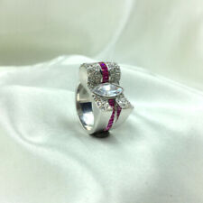Amazing Antique Design 935 Silver With White CZ & Pink Ruby Ring ( 8. Size ) picture