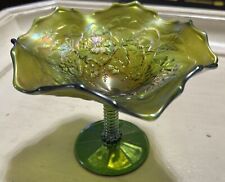 Northwood, Green, Blossomtime, Carnival Glass Compote picture