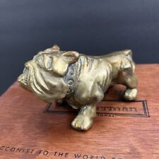 Vintage Heavy Brass Bulldog Figurine Paperweight Desk Art Collectible Patina picture