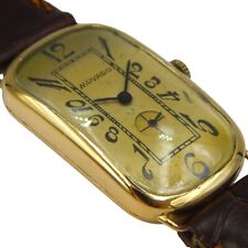 Unveiling Exquisite Movado Art Deco Rectangular Extralarge 18k Gold Watch 1920 picture