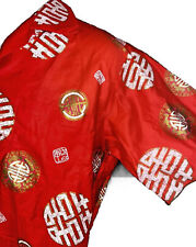 Vintage 1950s 60s PARADISE HAWAII Red Asian Gold Gilt Aloha Shirt-Sz L 44” Chest picture