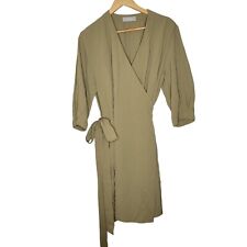 Everlane Size 12 Olive Green Japanese GoWeave Long Sleeve Wrap Style Dress picture