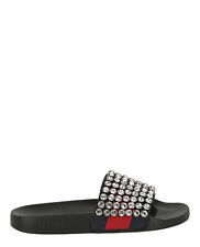 Gucci Womens Crystal-Embellished Web Slides picture