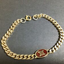 Old Celine Macadam Bracelet Red Accesorries Gold Tone picture