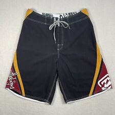 Vintage Billabong Andy Irons 3x World Surf Champ Board Shorts Size 33 Black picture