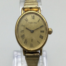 Vintage Mappin & Webb Watch Women 20mm Gold Tone Oval Stretch Manual Wind picture