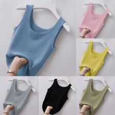 Womens Tank Tops V Neck Basic Solid Color Casual Summer Sleeveless Vest Shirt picture