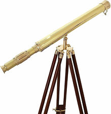 Antique 39 inch Hand-Made Brass Working Telescope WIth Wooden Tripod Stand Gift picture