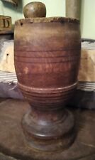 Early Primitive Small Wooden Mortar And Pestle Antique Kitchenware Best Patina  picture