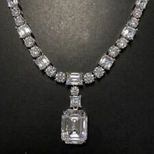 20CT Emerald Cut Lab Created Diamond Women's Tennis Necklace 925 Sterling Silver picture