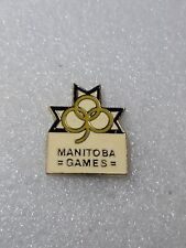 VTG Manitoba Games Logo Enamel Canada White Yellow Black Lapel Hat Pin Clutch picture