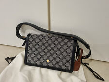 Vintage EUC Old Celine Triomphe Monogram Navy Canvas and Leather Bag picture
