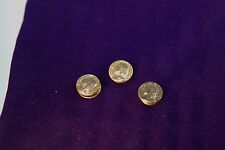 3PC VINTAGE ANTIQUE GOLDPLATE BRASS PAT. 40029 1935 CUFF BUTTON STUDS HNS picture