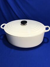 RARE LE CREUSET #35 Cast Iron 9.5 qt Oval Dutch Oven Made In France Cream White picture
