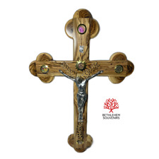 Huge Olive Wood 21.6 Inch Crucifix Cross Artistic Hand Made Bethlehem Christian picture