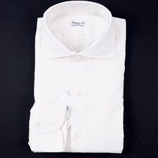 Finamore Napoli Slim-Fit Cream White Woven Cotton Dress Shirt 15 (Eu 38) NWT picture