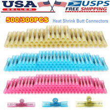 500/300pcs 22-10AWG Heat Shrink Butt Wire Splice Connectors Seal Crimp Terminals picture